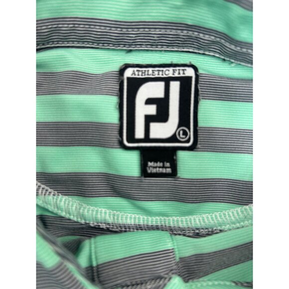 FootJoy Green and Black Striped Polo Shirt - Picture 4 of 5